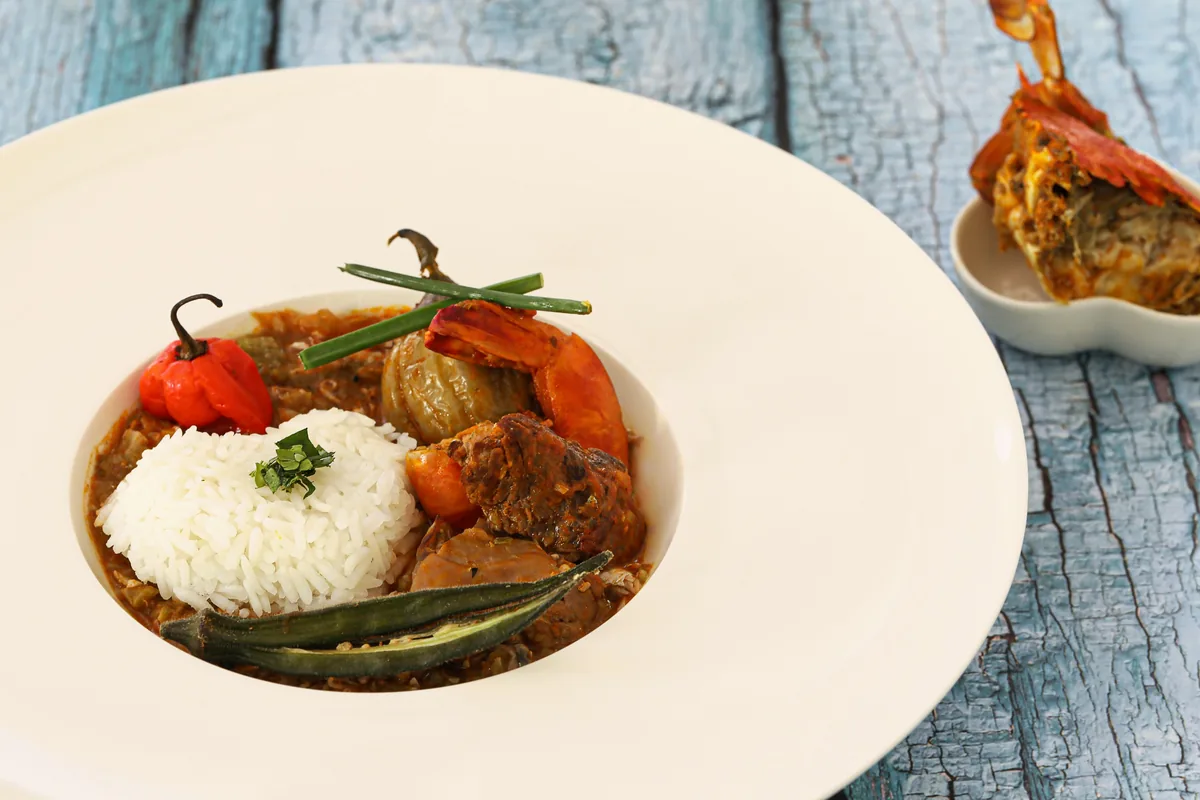 An African stew served with rice